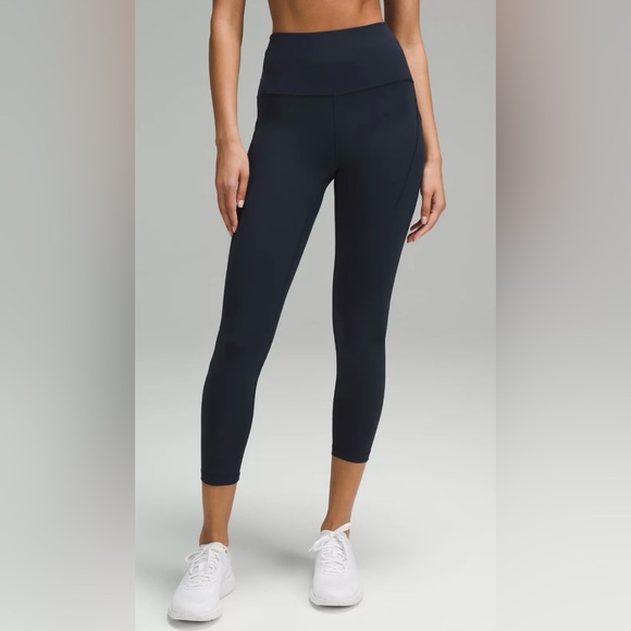 NEW Lululemon Wunder Train Navy Blue High-Waisted Leggings Tights 25” Pockets 14 - Picture 1 of 6